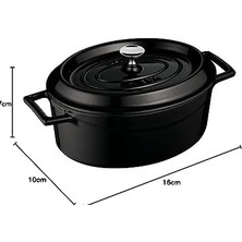 Gndz Store Lava Metal Oval Mini Tencere, Siyah