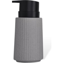 Gndz Store New Max Premium Serisi 300 ml Sıvı Sabunluk Pompalı Çizgili Seramik Sıvı Sabunluk Dispencer Gri