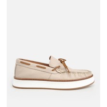 Hotiç 02AYH319390A310 ERKEK Deri Bej Bağcık Detaylı Günlük Loafer