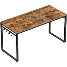 Gndz Store Çalışma, Bilgisayar, Ofis Masası, 8 Kancalı, 140 x 60 x 75 Cm, Çalışma Odası, Ev Ofisi, Ofis, Metal, Endüstriyel Tasarım, Kahverengi/siyah LWD59X