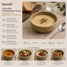 Bonnami Bonna Terra Pott Porselen Kase 14 cm - Doğal Toprak Tonlu Modern Sunum ve Çorba Kasesi