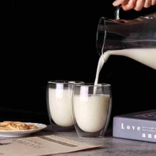Gndz Store Çift Cidarlı Iki Katmanlı Çift Camlı Bardak, Kupa - Cappucino Kahve Bardağı - Borosilikat Cam - Yalıtımlı, 350 ml