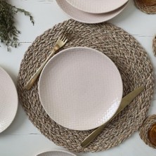 Gndz Store Kumlu Krem Rölyefli Pasta Tabağı 21 cm 6 Adet Q32