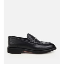Hotiç 02AYH319750A100 ERKEK Deri Siyah Örme Metal Detaylı Klasik Loafer