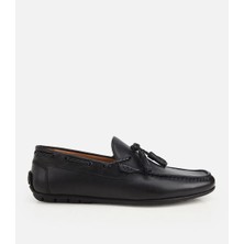Hotiç 02AYH324900A100 ERKEK Deri Siyah Püskül Dikiş Detaylı Klasik Loafer