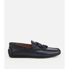 Hotiç 02AYH324900A680 ERKEK Deri Lacivert Püskül Dikiş Detaylı Klasik Loafer