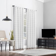 Gndz Store Sun Zero Crestwood Dokuma Ekose Termal Toplam Karartma Arka Sekmeli Perde Paneli, 101,6 cm x 160 Cm, Beyaz