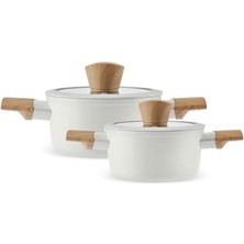 Gndz Store Crystal Almond Cream Indüksiyon Tabanlı Midi 4 Parça Set