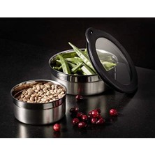 Gndz Store Taze Tutma Kapaklı Kavanoz, 12 Cm, Paslanmaz Çelik, Cammit Silikon Jant Kapak, Aroma Geçirmez Conta, Bulaşık Makinesinde Yıkanabilir