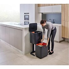 Gndz Store Max Iki Bölmeli Çöp Kutusu, Graphite, Gri, 60 L