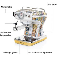 Gndz Store Ariete Positano Espresso Kahve Makinesi 1389/1P - Maxi Cappuccino Cihazı, Süt Köpürtme Başlığı, 850 Watt, 0,9 Litre Çıkarılabilir Su Tankı, Çıkarılabilir Damlama Tepsisi ve Bardak Tutucu