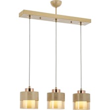 Gndz Store AV-60193-3Y-KRM Krem Boyalı Modern Avize E27 Metal Cam 70X15CM