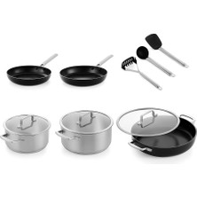 Gndz Store Chef’s 11 Parça Pişirme Seti – Thermolon™ Seramik Yapışmaz, Pfas’sız, Indüksiyon Uyumlu, Fırında Kullanılabilir