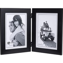 Gndz Store Çift Dikey 5x7 Resim Çerçevesi - Geniş Gerçek Ahşap Kalıp, Gerçek Cam - Siyah