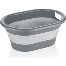Gndz Store Katlanabilir Akordiyonlu 25 Litre Hazneli Çamaşır Sepeti - No :2 - Gri