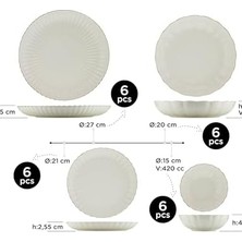 Gndz Store Porselen Luz Form 24 Parça 6 Kişilik Yemek Takımı Altın