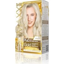 Gndz Store Maxx Deluxe Serisi 24K Altın Parçacıklı Serum ile 1 Kutu 2 x 50 ml ve Geliştiriciler Saç Boyası (Platin Sarısı 0.1)