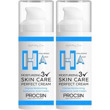Gndz Store Procsın Yoğun Nemlendirici Hyaluronic Krem, Derinlemesine Nemlendirme & Cilt Bariyeri Güçlendirme, Canlandırıcı & Besleyici Günlük Bakım, 50 ml (2 Paketi)