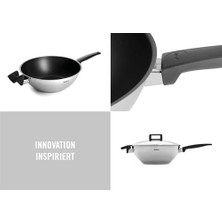 Gndz Store 1030NC Wok Karıştırma Tavası, Endüktif, Ø 30 Cm, 10 cm Yüksekliğinde, Tüm Ocak Türleri Için Uygundur, Paslanmaz Çelik, 200