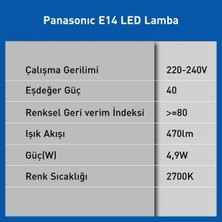 Gndz Store LED E14 LED Lamba, Sarı Işık, 4,9W 470LM 2700K