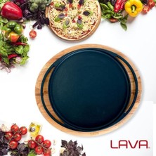 Gndz Store Lava Döküm Pizza//pankek Tavası, Ahşap Altlıklı - Lv As 120 - Lv As 133