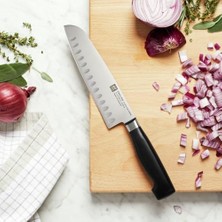 Gndz Store Four Starsantoku Bıçağı, 18 Cm, Oluklu Kenar