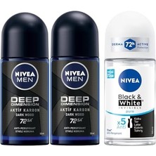 Gndz Store Men Erkek Roll On Deodorant Deep Dimension 72 Saat Anti-Perspirant Koruma (50 Ml) X2 + Kadın Roll On Deodorant & Invisible Pure 48 Saat Anti-Perspirant Koruma (50 Ml)