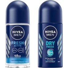 Gndz Store Men Erkek Roll On Deodorant Dry Fresh 72 Saat Koruma, Ekstra Kuruluk, 50 ml + Men Erkek Roll On Deodorant Fresh 50 Ml, Ter ve Ter Kokusuna Karşı 48 Saat Deodorant Koruması X2