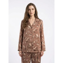 Vivis Somon - Gri - Beyaz Kadın Pijama Üst 50VIV10815