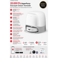 Roborock 20.000 Pa Hyperforce Emiş Gücü, Spiraflow Kendini Temizleyen Rulo Mop, Otomatik Toz Boşaltma, Sıcak Su ile Mop Yıkama ve Kurutma