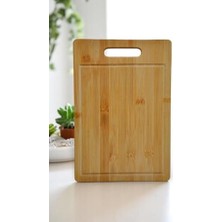 Gndz Store Bambu Serisi 32X22 cm Oluklu Antibakteriel Yıkanabilir Bambu Doğrama Tahtası