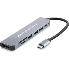 Nemere Type-C Combo Hub HDMI 4K USB 3.0 Kart Okuyucu 7 Port - Gri HDX7835