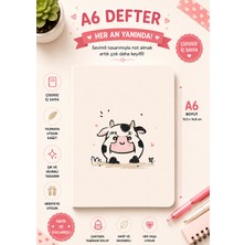 Zumio A6 Sevimli Inek Desenli Defter 6 Adet |  6 Adet  | Çizgisiz Iç Sayfa | Mini Cep Boy Not Defteri 30 Yaprak  6 Adet