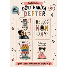 Zumio A6 Çizgisiz Defter Seti 4'lü | Motivasyon ve Eğlenceli Tasarımlı Mini Not Defteri  30 Yaprak