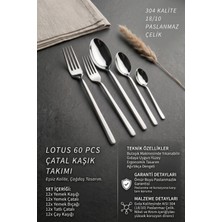 ÖZKENT Lotus 60 Parça 12 Kişilik Çatal Kaşık Takımı 304 Kalite 18/10 Paslanmaz