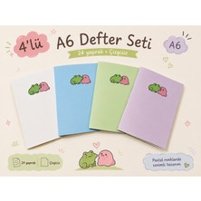 Zumio A6 Çizgisiz Defter Seti 4 Adet | Sevimli Kurbağa Tasarımlı Cep Boy Defter