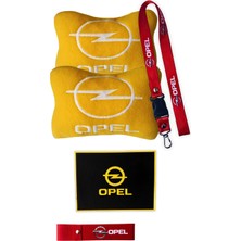 Tusba Market Opel Uyumlu Nakışlı Sarı Polar Ortopedik Seyahat Boyun Yastık / Oto Aksesuar