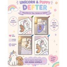 Zumio Unicorn & Puppy A6 Defter Seti 4'lü | Sevimli Unicorn ve Köpek Tasarımlı Çizgisiz Defter 30 Yaprak