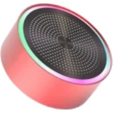 Layfhex Mini Bluetooth Hoparlör Metal LED Işıklı Kablosuz Görüşme Aux USB Ses Bombası Pembe