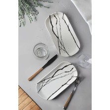Gndz Store Beyaz Mermer Noyan Kayık Tabak 28 cm 2 Adet 17951