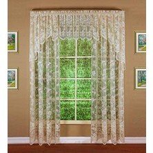 Gndz Store Curtain Çiçekli Asma Panel 160 Cm, Fildişi, 60 G x 63 U