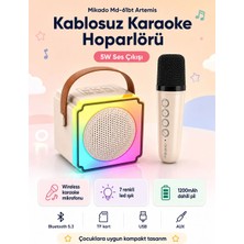 Mikado Md-61Bt Krem Usb+Bluetooth Destekli Wireless Karaoke Mikrofonlu 1200Mah Taşınabilir Speaker