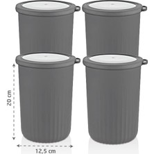 Gndz Store Vakumlu Saklama Kabı Silindir, Gri 2, 10 Ltx4'lü