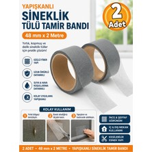 Hobialem 2 Adet 48 mm x 2 Metre Yapışkanlı Sineklik Tülü Tamir Bandı Yaması Yırtık Kopmuş Delik Fiber Tül Yapıştırıcı