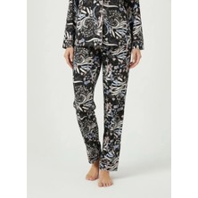 Wondergen Siyah-Beyaz Kadın Desenli Pijama Alt 401WON-1116-229