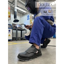 Daytex K-505 S2 Src - Hakiki Cilt Deri Cırt Cırtlı Bağcıksız Kıvılcım Korumalı Kompozit Burunlu Konforlu Kaynakçı ve Döküm Iş Ayakkabısı