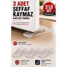 Open City 3 Adet Şeffaf Silikon Kapı Altı Stoperi Kaydırmaz Kapı Durdurucu 12 cm Kapı Sabitleyici