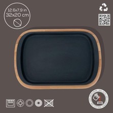 Gndz Store Lava Döküm Servis Tabağı 32X20 Ahşap Altlıklı - Lv As 174