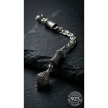 Roza Silver Koleksiyonluk 925 Ayar Gümüş Otantik Işleme Arnavut Zincir Kandil Kafes Tesbih Püskül Ucu