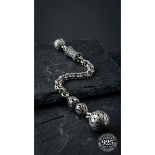 Roza Silver Koleksiyonluk 925 Ayar Gümüş Otantik Işleme Arnavut Zincir Damla Tesbih Püskül Ucu 8cm